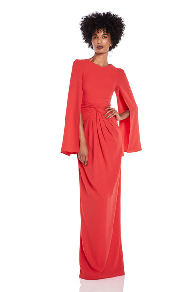 Cape Sleeve Twist Knot Gown – THEIA